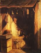 Alexandre Gabriel Decamps, Turkish Merchant smoring in His shop